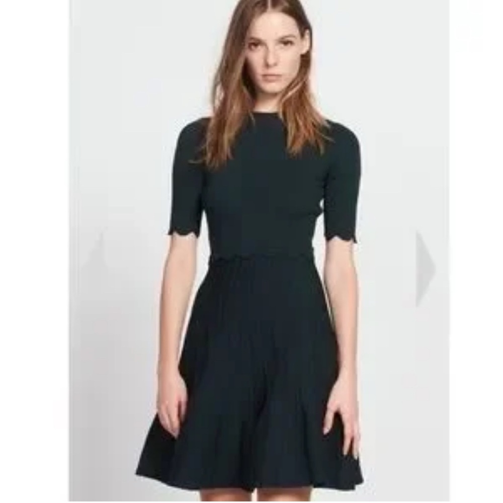 SANDRO Pie Green Knit Fit and Flare Dress SM-MED